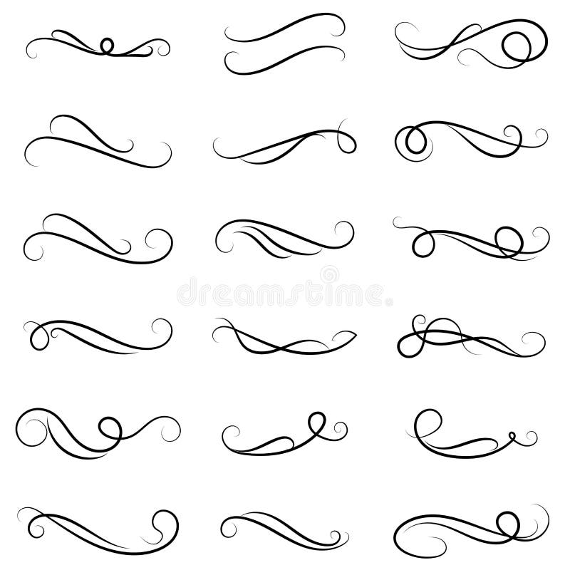 Sistema del ejemplo del vector de frontera caligráfico y de los divisores decorativos, remolino caligráfico libre illustration Sistema del ejemplo del vector de frontera caligráfico y de los divisores decorativos, remolino caligráfico libre illustration