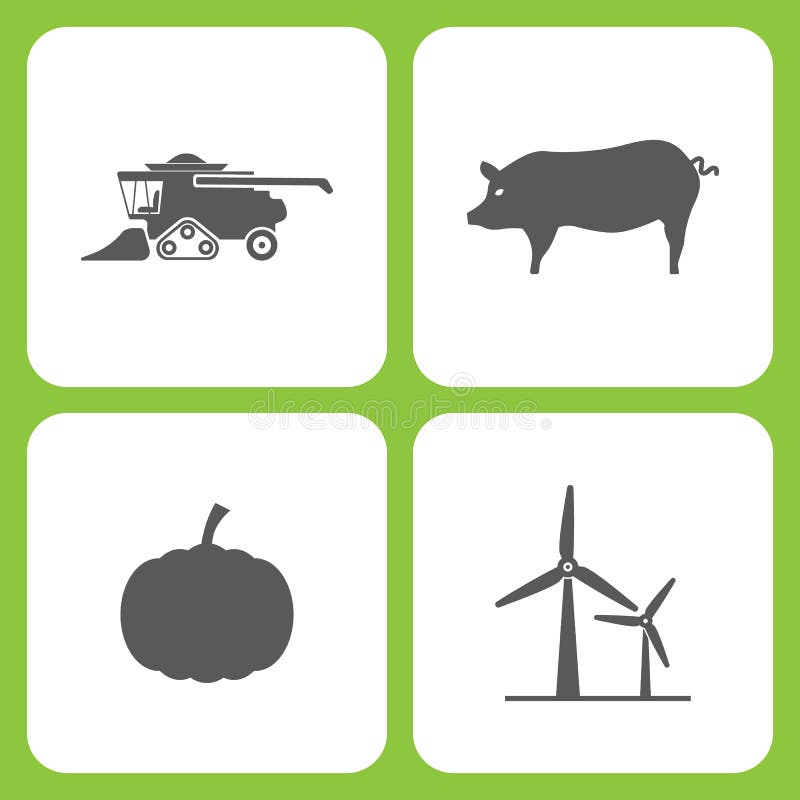 Sistema del ejemplo del vector de iconos simples de la granja y del jardín Los elementos combinan, cerdo, calabaza, energía eólic libre illustration Sistema del ejemplo del vector de iconos simples de la granja y del jardín Los elementos combinan, cerdo, calabaza, energía eólic libre illustration