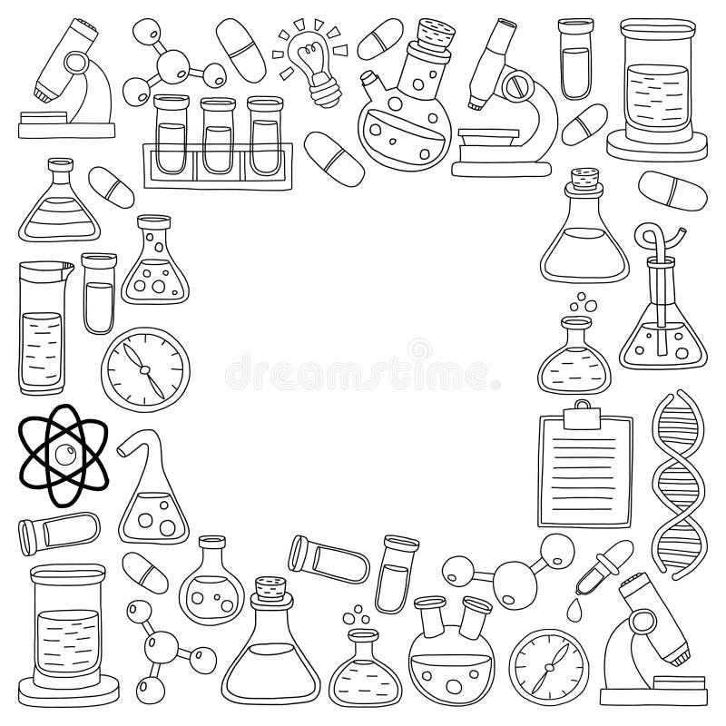 Sistema Del Garabato Del Vector De Las Ciencias Naturales De La  Farmacología De La Química Ilustración del Vector - Ilustración de pluma,  microscopio: 71186730