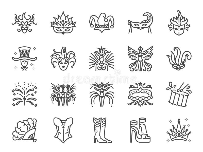 Sistema del icono del carnaval Incluyó los iconos como carnaval, celebración, acontecimiento, cabaret, entretenimiento y más stock de ilustración Sistema del icono del carnaval Incluyó los iconos como carnaval, celebración, acontecimiento, cabaret, entretenimiento y más stock de ilustración