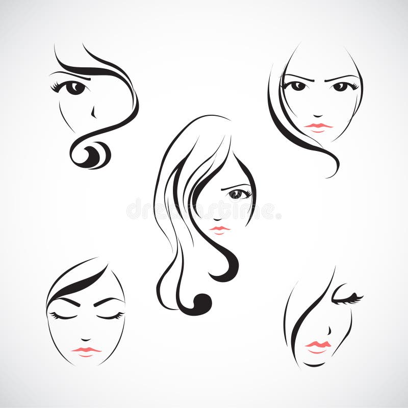 Sistema del icono de la cara de la mujer hermosa ilustración del vector Sistema del icono de la cara de la mujer hermosa ilustración del vector