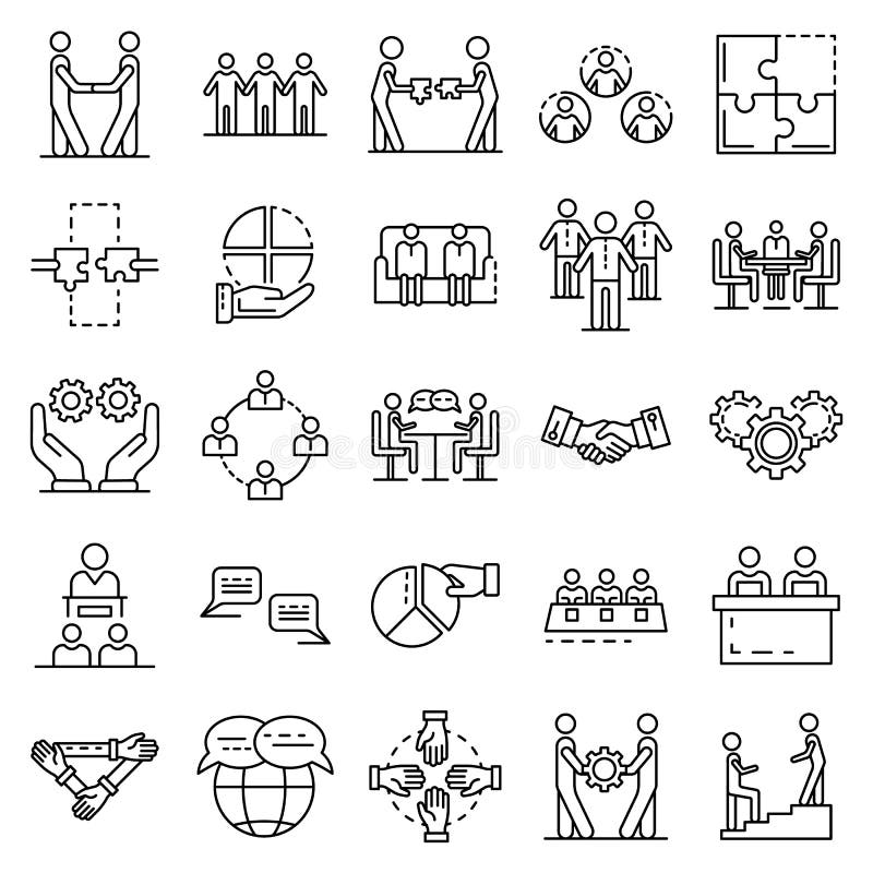 Sistema del icono de la cohesión, estilo del esquema ilustración del vector Sistema del icono de la cohesión, estilo del esquema ilustración del vector
