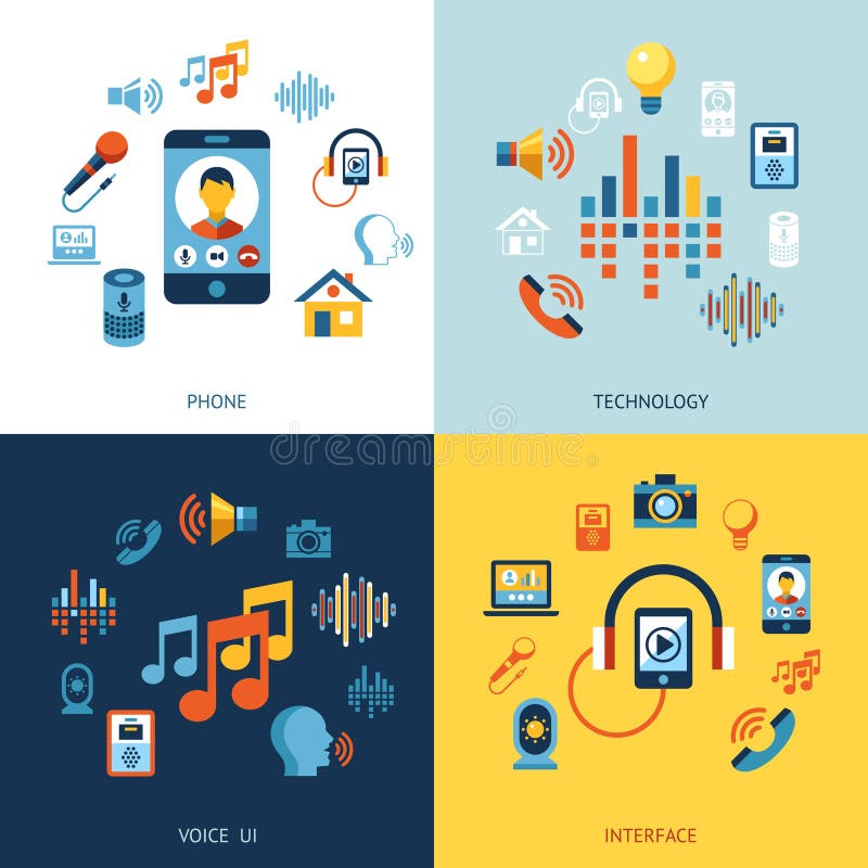 Sistema del icono de la interfaz de usuario de la voz stock de ilustración Sistema del icono de la interfaz de usuario de la voz stock de ilustración