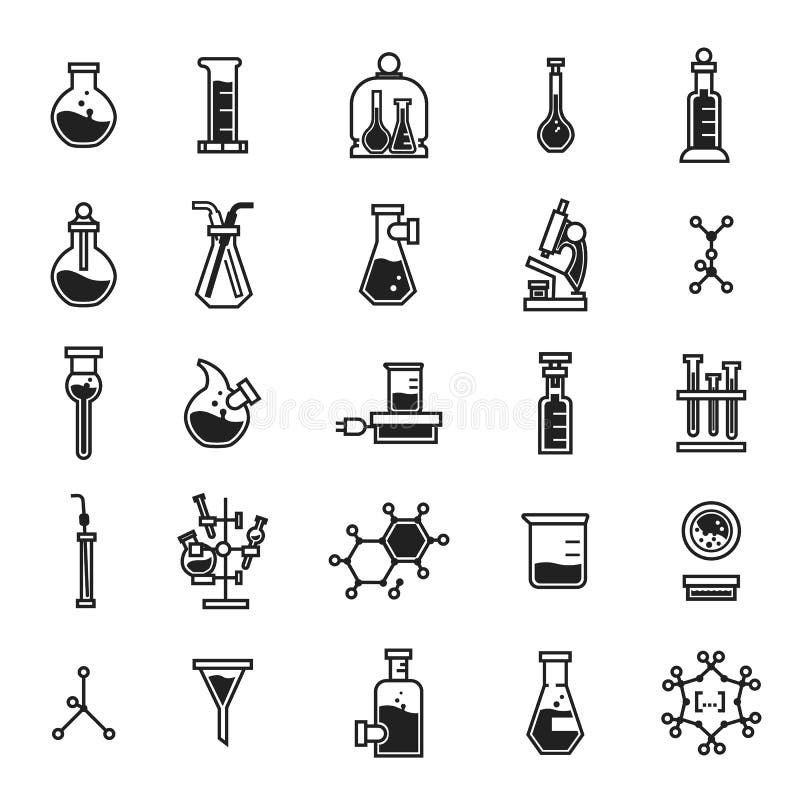 Sistema del icono de la química, estilo simple ilustración del vector Sistema del icono de la química, estilo simple ilustración del vector