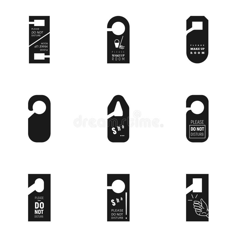 Sistema del icono de la suspensión del botón de puerta, estilo simple ilustración del vector Sistema del icono de la suspensión del botón de puerta, estilo simple ilustración del vector