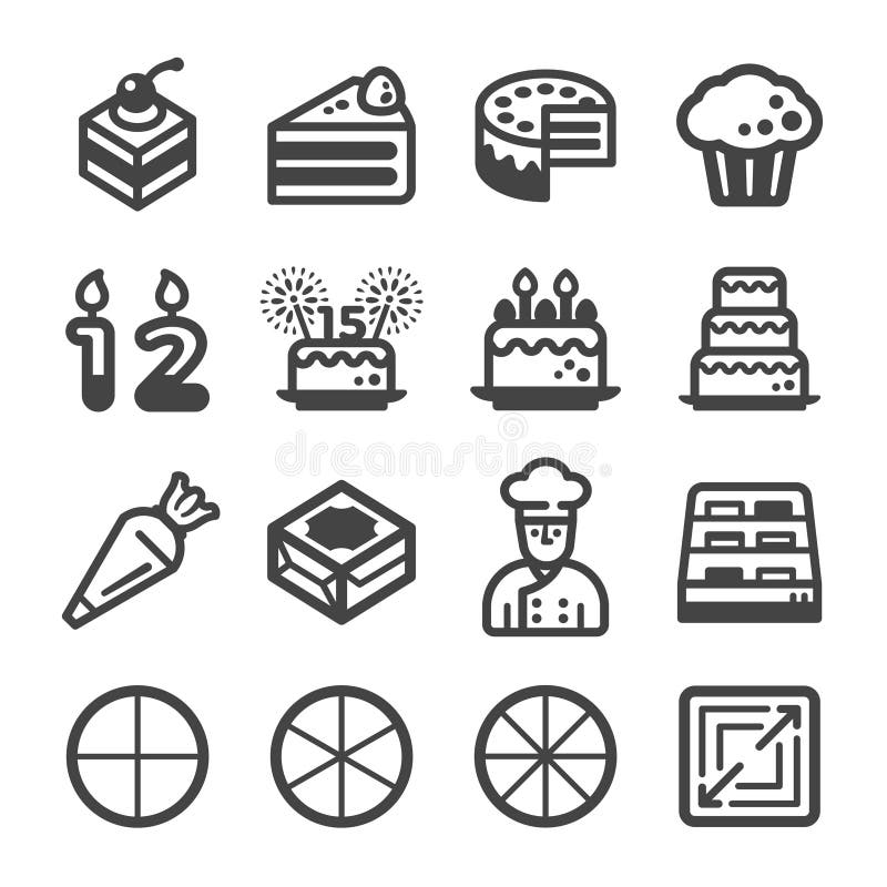 Sistema del icono de la torta ilustración del vector