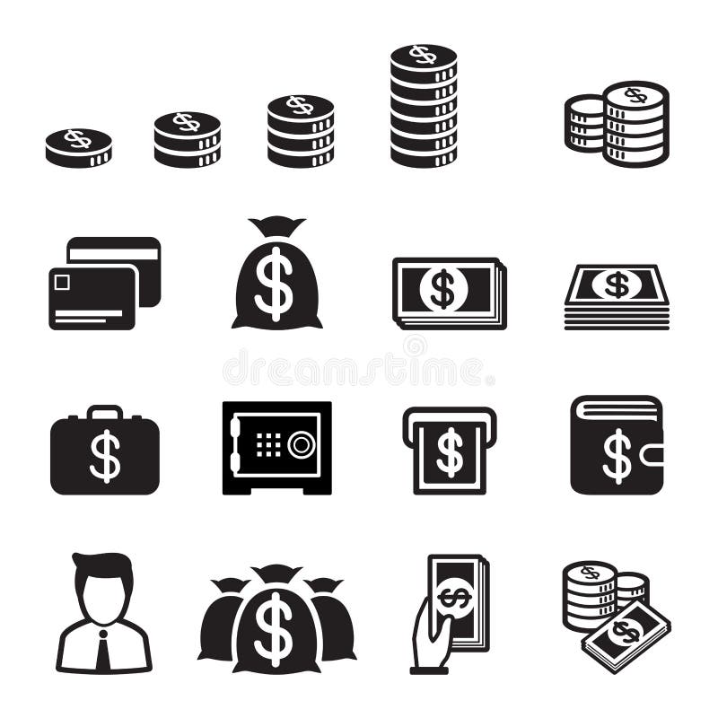 Sistema del icono del dinero stock de ilustración Sistema del icono del dinero stock de ilustración