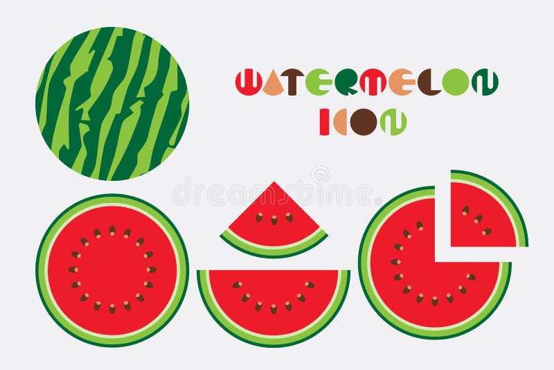 Sistema del icono del gráfico de la sandía con diseño de la forma circular stock de ilustración Sistema del icono del gráfico de la sandía con diseño de la forma circular stock de ilustración