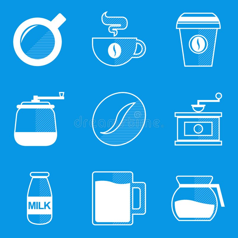 Sistema del icono del modelo Café ilustración del vector Sistema del icono del modelo Café ilustración del vector