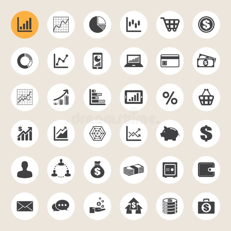 Sistema del icono del negocio y de las finanzas. stock de ilustración