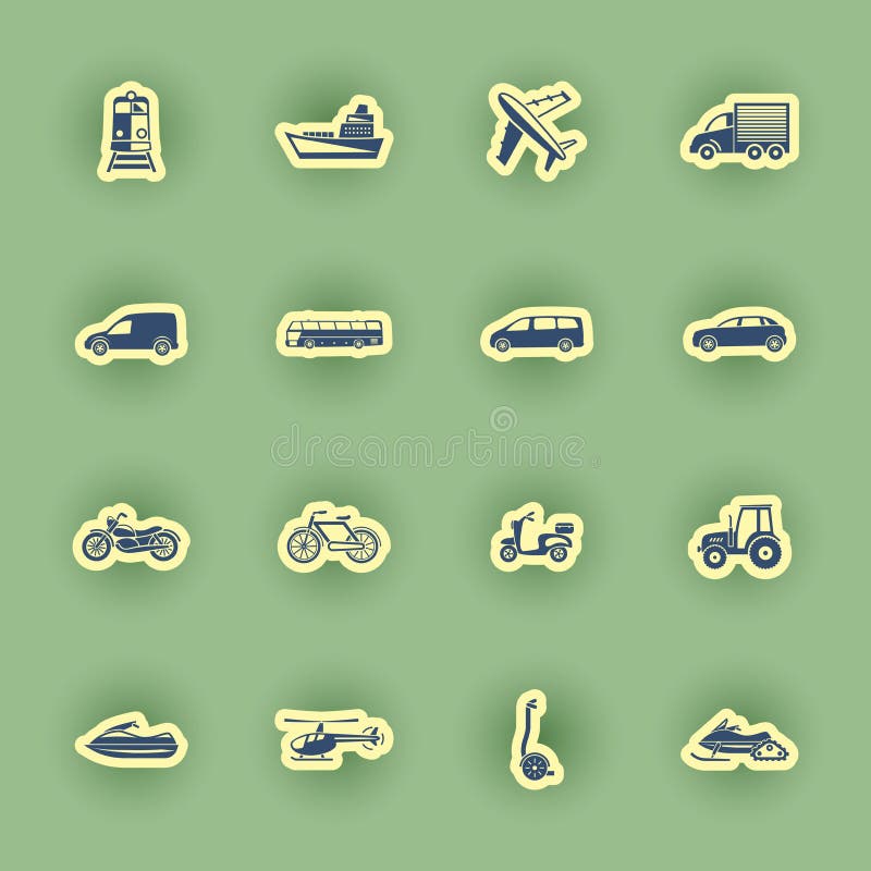 Sistema del icono del transporte aislado en verde libre illustration Sistema del icono del transporte aislado en verde libre illustration