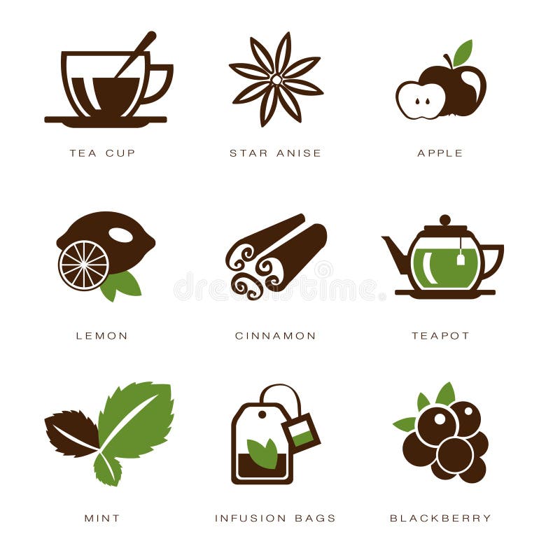 Sistema del icono del té ilustración del vector