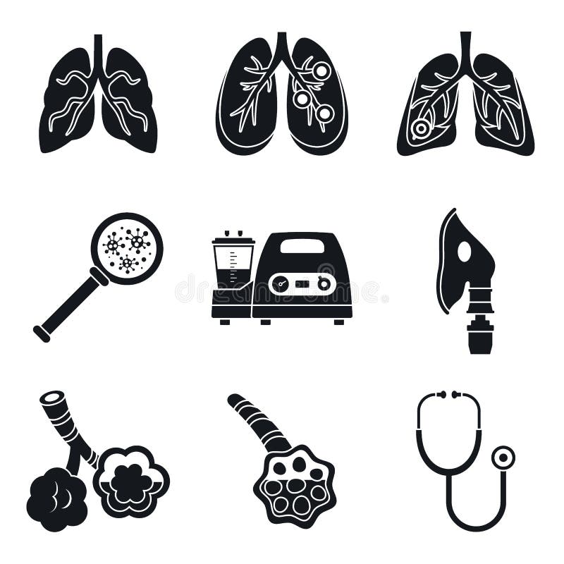 Sistema del icono del día de la pulmonía, estilo simple ilustración del vector Sistema del icono del día de la pulmonía, estilo simple ilustración del vector