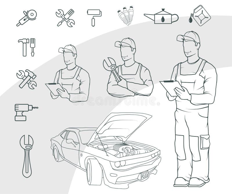 Sistema del logotipo auto del servicio libre illustration Sistema del logotipo auto del servicio libre illustration