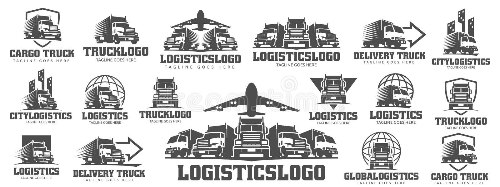 Sistema del logotipo del camión, logotipo del cargo, camiones del cargo de la entrega, logísticos Sistema del logotipo del camión, logotipo del cargo, camiones del cargo de la entrega, logísticos