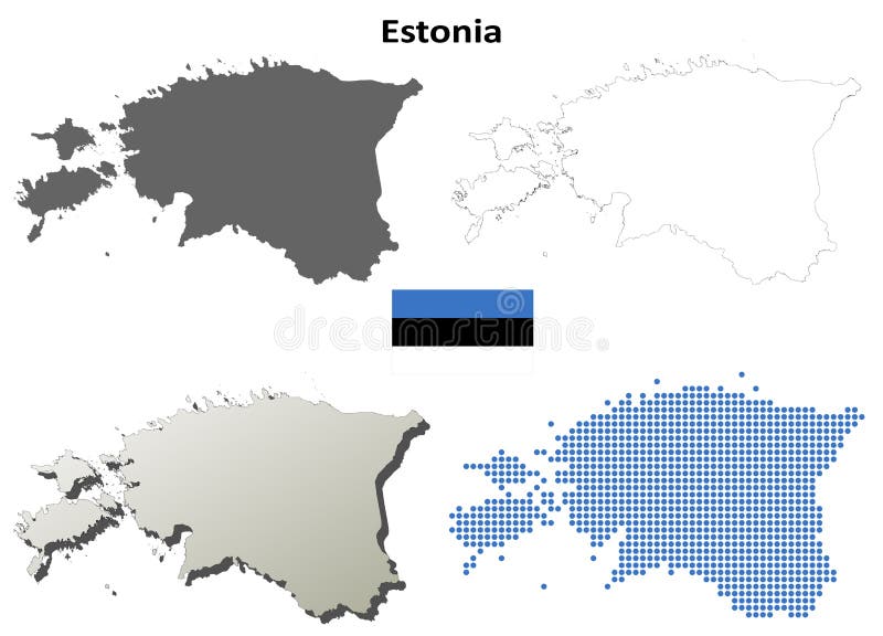 Sistema del mapa del esquema de Estonia stock de ilustración Sistema del mapa del esquema de Estonia stock de ilustración