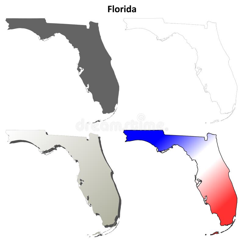Sistema del mapa del esquema de la Florida ilustración del vector Sistema del mapa del esquema de la Florida ilustración del vector
