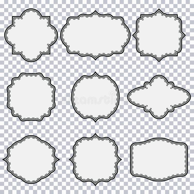 Sistema del marco del vintage Forma en blanco de la frontera del trazador de líneas Diseño stock de ilustración Sistema del marco del vintage Forma en blanco de la frontera del trazador de líneas Diseño stock de ilustración