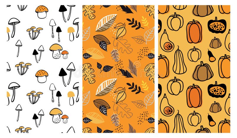 Sistema del modelo del otoño Perfeccione para el papel pintado, papel del regalo, terraplenes de modelo, fondo de la página web, ilustración del vector Sistema del modelo del otoño Perfeccione para el papel pintado, papel del regalo, terraplenes de modelo, fondo de la página web, ilustración del vector
