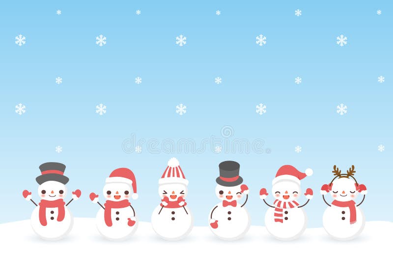 Sistema del muñeco de nieve lindo de la historieta del carácter stock de ilustración Sistema del muñeco de nieve lindo de la historieta del carácter stock de ilustración