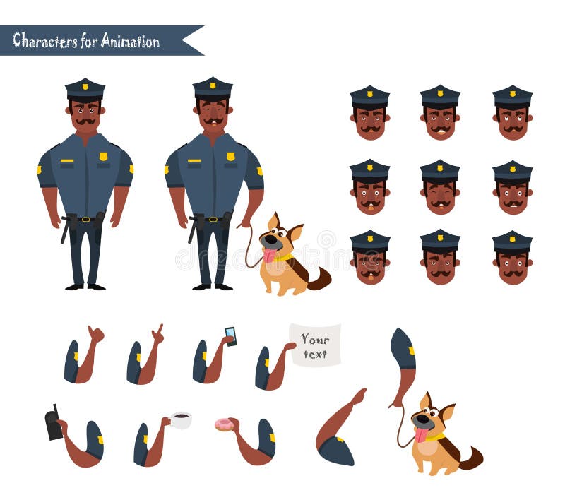 Sistema del policía aislado colorido del vector en el trabajo stock de ilustración Sistema del policía aislado colorido del vector en el trabajo stock de ilustración