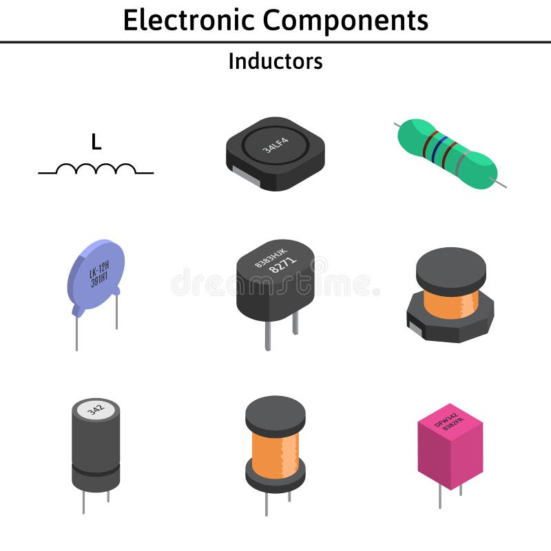 Sistema Grande Del Vector De Componentes Electrónicos Izometric  Condensadores, R Ilustración del Vector - Ilustración de pastilla, modelo:  105184558
