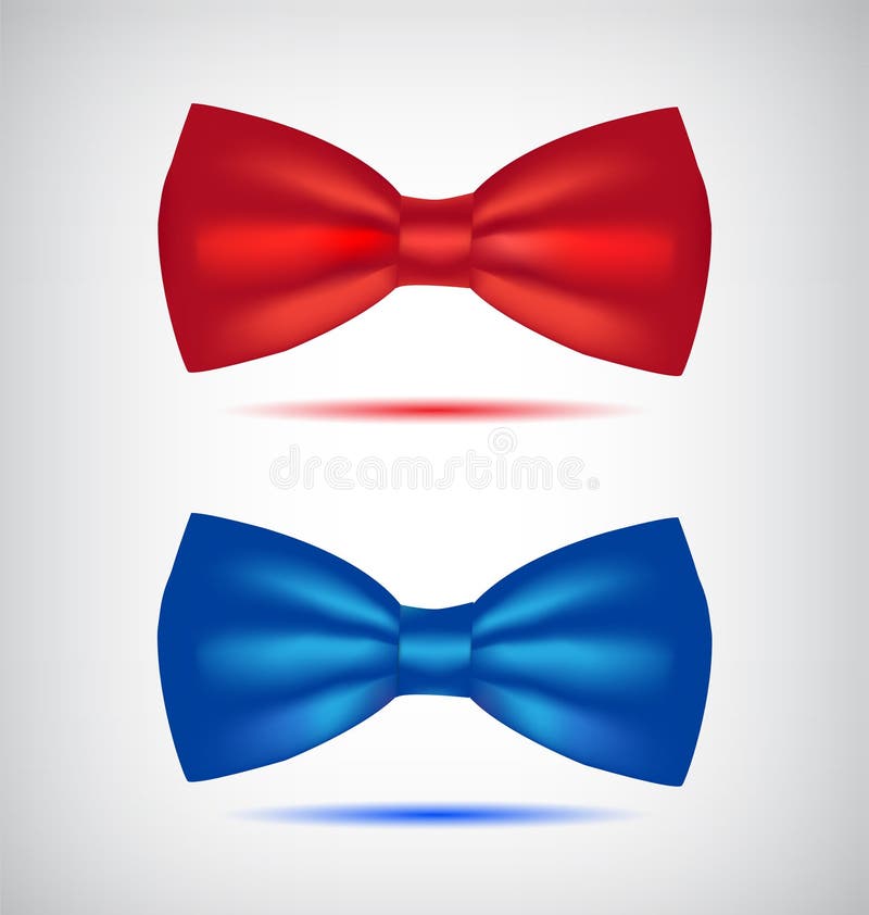 Sistema del vector de corbatas de lazo azules y rojas realistas ilustración del vector Sistema del vector de corbatas de lazo azules y rojas realistas ilustración del vector