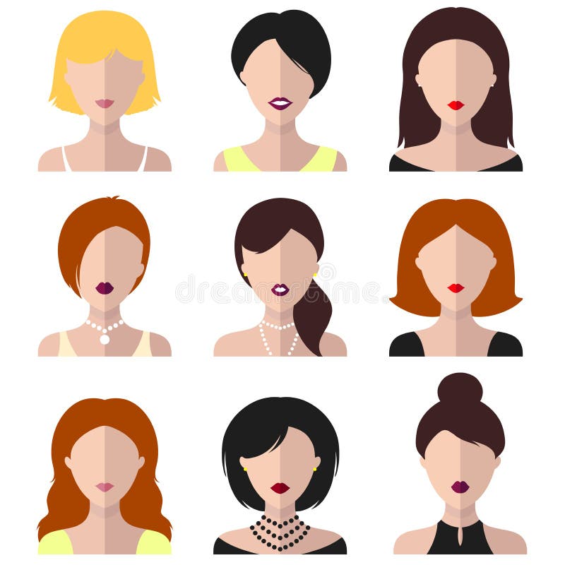 Sistema del vector de diversos iconos de las mujeres en estilo plano libre illustration Sistema del vector de diversos iconos de las mujeres en estilo plano libre illustration