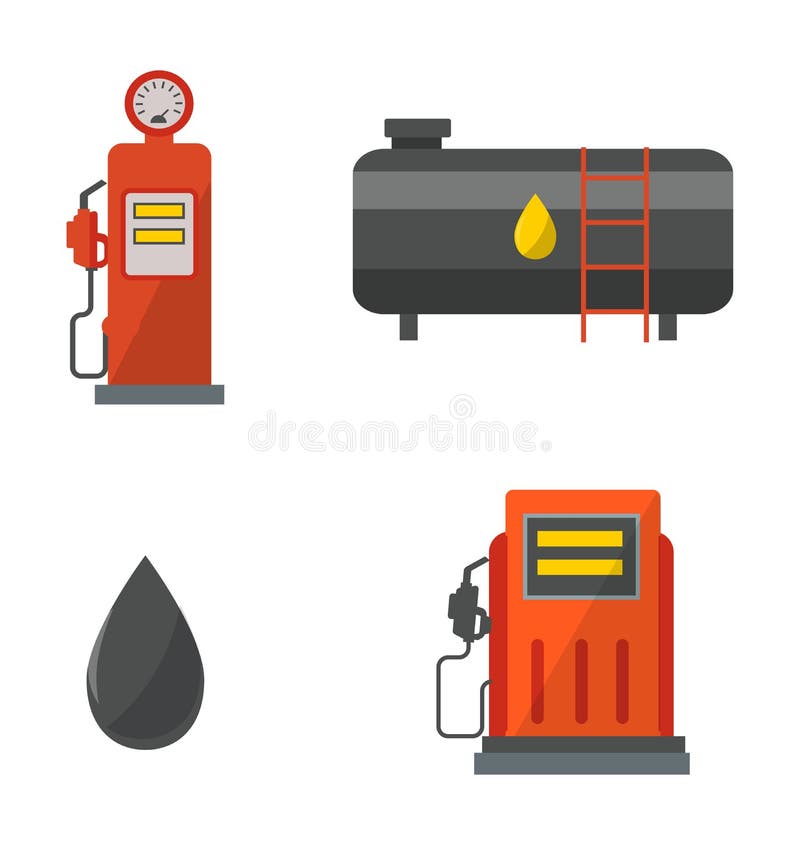 Sistema Del Vector De La Estación Del Gasoil Ilustración del Vector