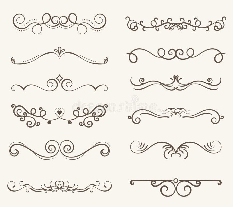 Sistema del vector de los elementos, del bastidor y de la línea decorativos estilo del vintage stock de ilustración Sistema del vector de los elementos, del bastidor y de la línea decorativos estilo del vintage stock de ilustración