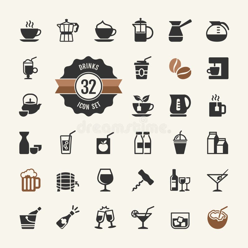 Sistema del vector de los iconos de la bebida libre illustration Sistema del vector de los iconos de la bebida libre illustration