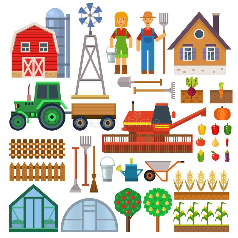 Sistema del vector de los iconos de la granja ilustración del vector Sistema del vector de los iconos de la granja ilustración del vector