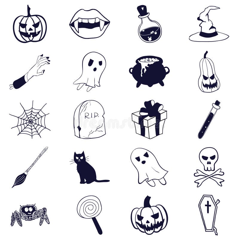 Sistema del vector de los iconos de Halloween ilustración del vector Sistema del vector de los iconos de Halloween ilustración del vector