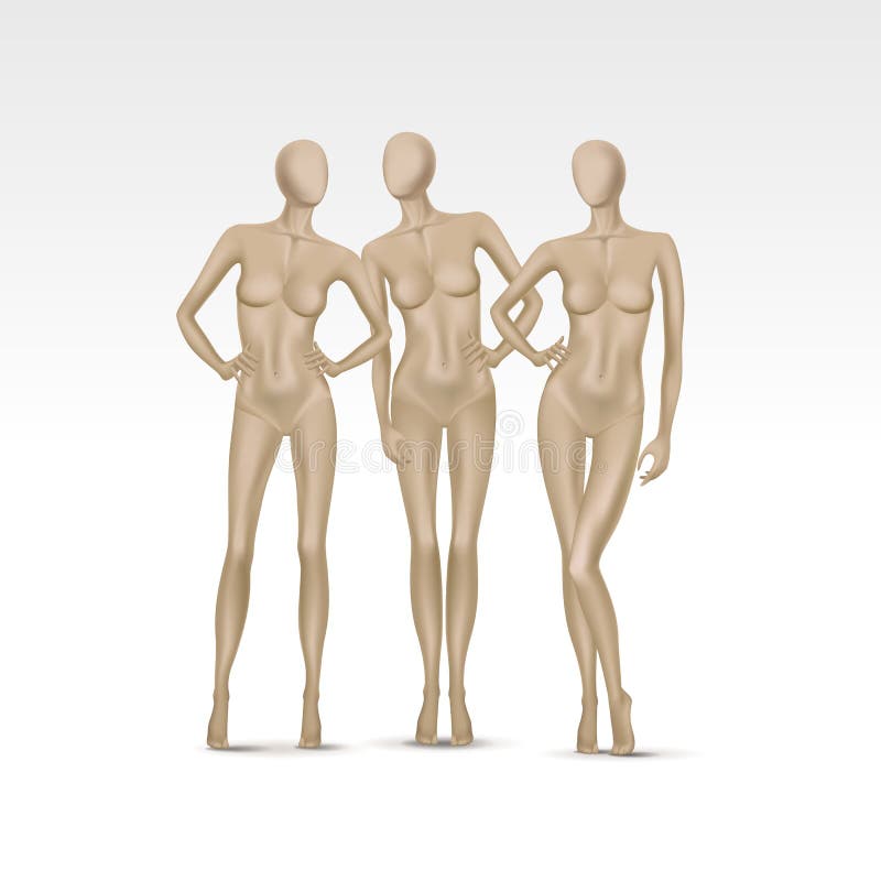 Sistema del vector de maniquíes femeninos aislados ilustración del vector Sistema del vector de maniquíes femeninos aislados ilustración del vector