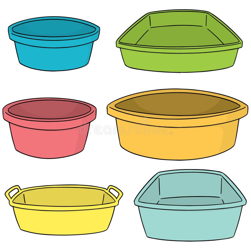 Sistema del vector del lavabo plástico stock de ilustración Sistema del vector del lavabo plástico stock de ilustración