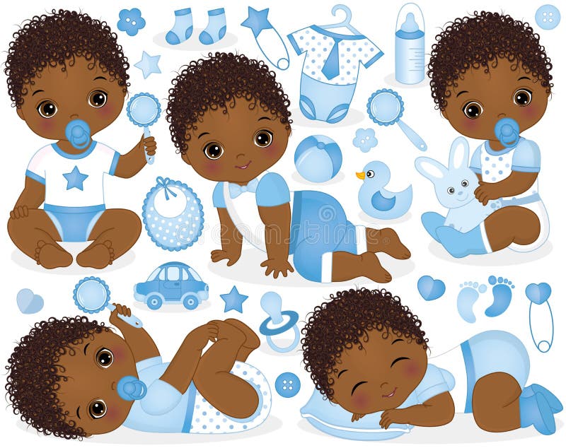 Sistema del vector para la ducha afroamericana del bebé