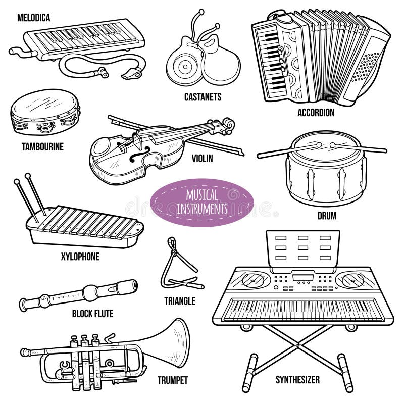 Artista Emular Caramelo Sistema Descolorido Con Los Instrumentos Musicales Ilustración del Vector -  Ilustración de componga, ritmo: 61808745