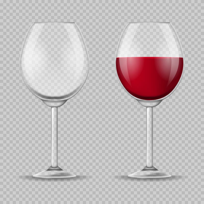 Sistema detallado realista de la copa de vino 3d Vector stock de ilustración Sistema detallado realista de la copa de vino 3d Vector stock de ilustración