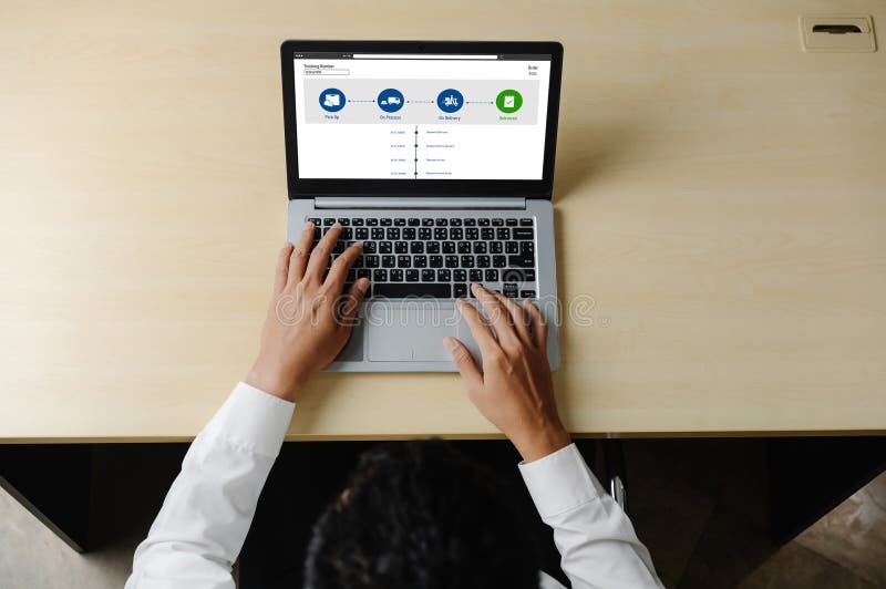 Sistema di controllo delle consegne per il commercio elettronico e l'attività mobile online immagini stock