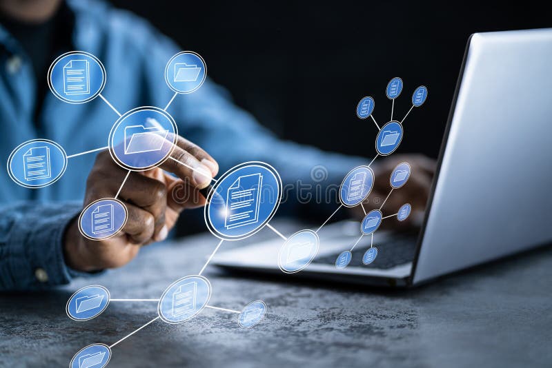 Sistema di gestione dei documenti aziendali. sicurezza commerciale immagini stock libere da diritti