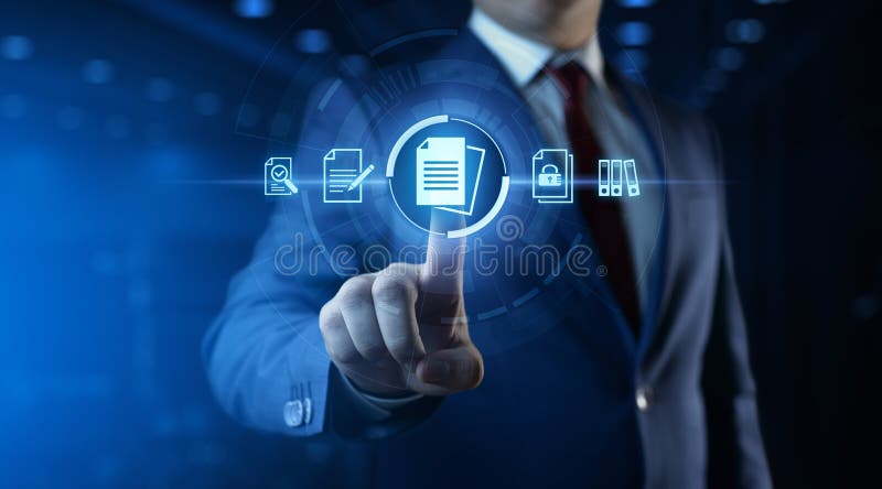 Sistema di gestione dei documenti concetto di tecnologia internet aziendale fotografia stock
