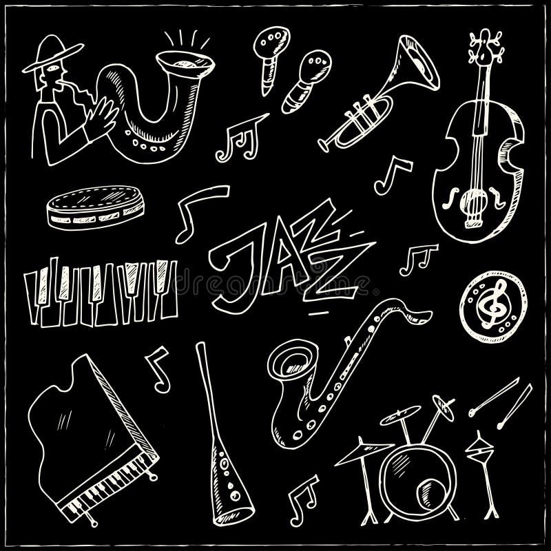 Sistema Del Vector De Los Instrumentos Musicales Del Jazz Ilustración