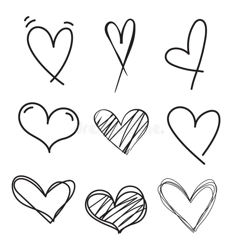 Hand drawn doodle heart vector set.Rough marker hearts isolated on white background. Outline vector heart collection. Hand drawn doodle heart vector set.Rough marker hearts isolated on white background. Outline vector heart collection.