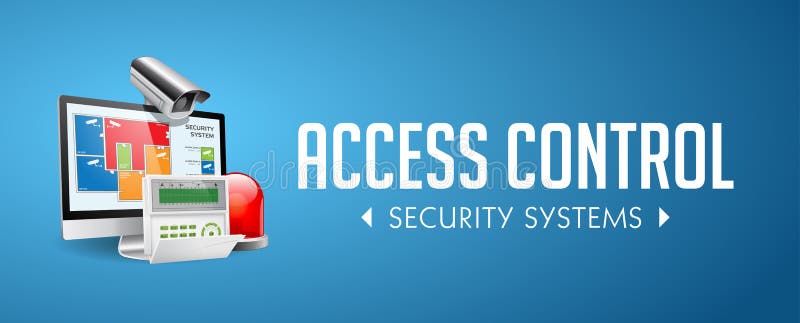 Sistema do controle de acesso - zonas do alarme - conceito de sistema da seguran?a - bandeira do Web site