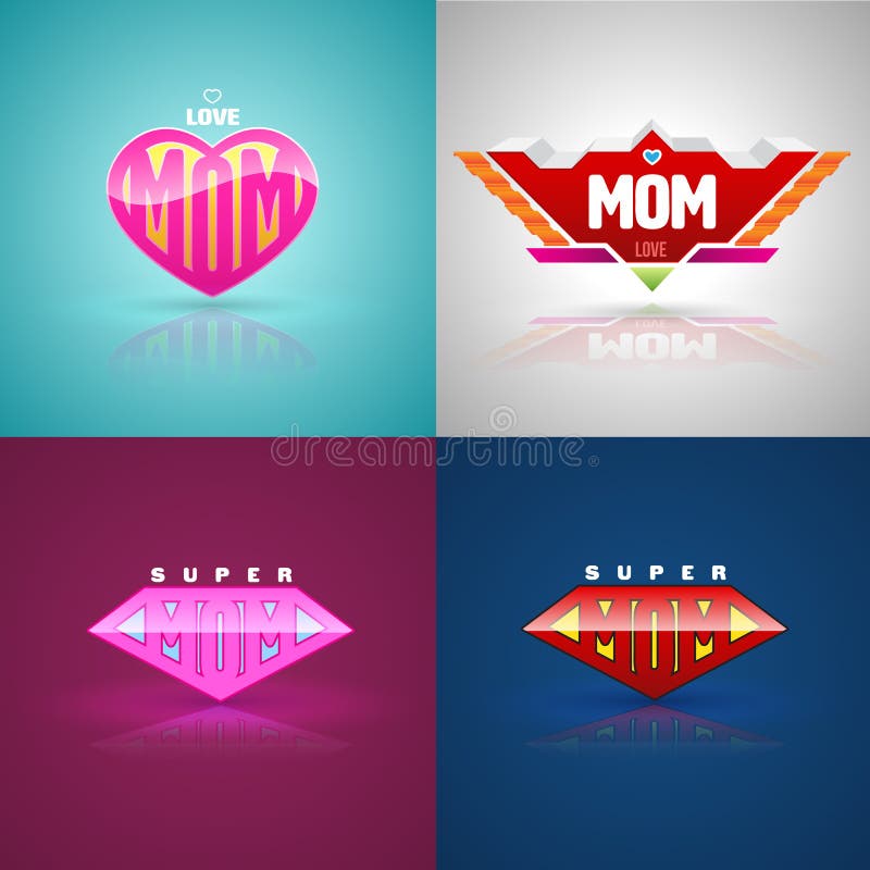 Sistema estupendo divertido del logotipo de la mamá libre illustration Sistema estupendo divertido del logotipo de la mamá libre illustration