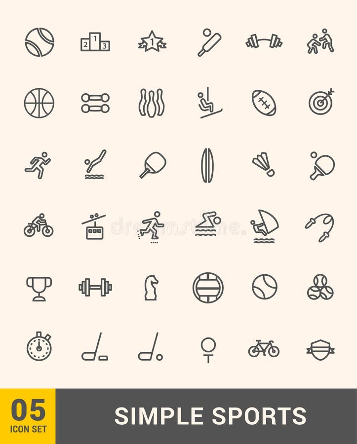 Sistema fino del diseño de los iconos de los deportes del vector libre illustration Sistema fino del diseño de los iconos de los deportes del vector libre illustration
