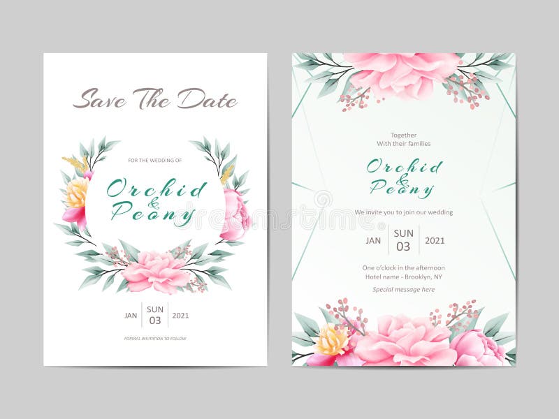 Sistema floral creativo de la invitación que se casa de rosas de la acuarela y de hojas salvajes stock de ilustración Sistema floral creativo de la invitación que se casa de rosas de la acuarela y de hojas salvajes stock de ilustración