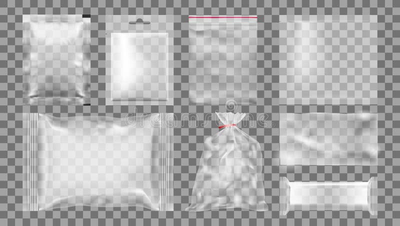 Sistema grande de envase de plástico vacío transparente stock de ilustración Sistema grande de envase de plástico vacío transparente stock de ilustración