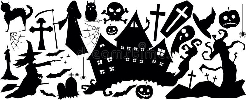 Gran set de terror de Halloween ilustración del vector