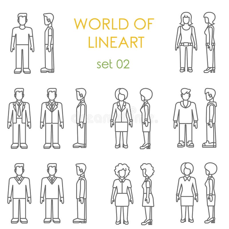 Sistema gráfico del vector del lineart de los iconos de la gente Línea colección de arte ilustración del vector Sistema gráfico del vector del lineart de los iconos de la gente Línea colección de arte ilustración del vector